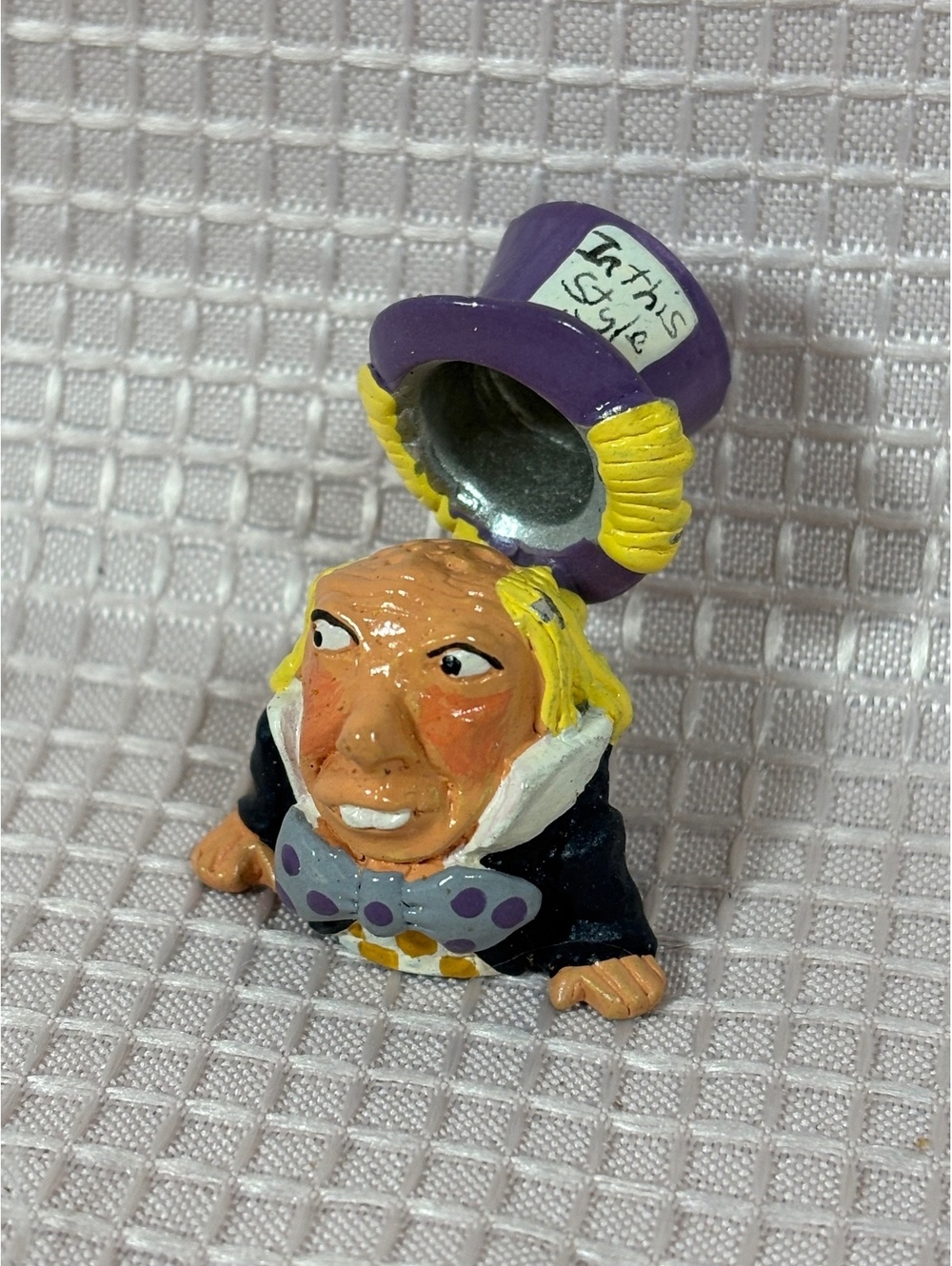 Vintage Warwick Pewter Mad Hatter Thimble Alice In Wonderland Collectible Figure